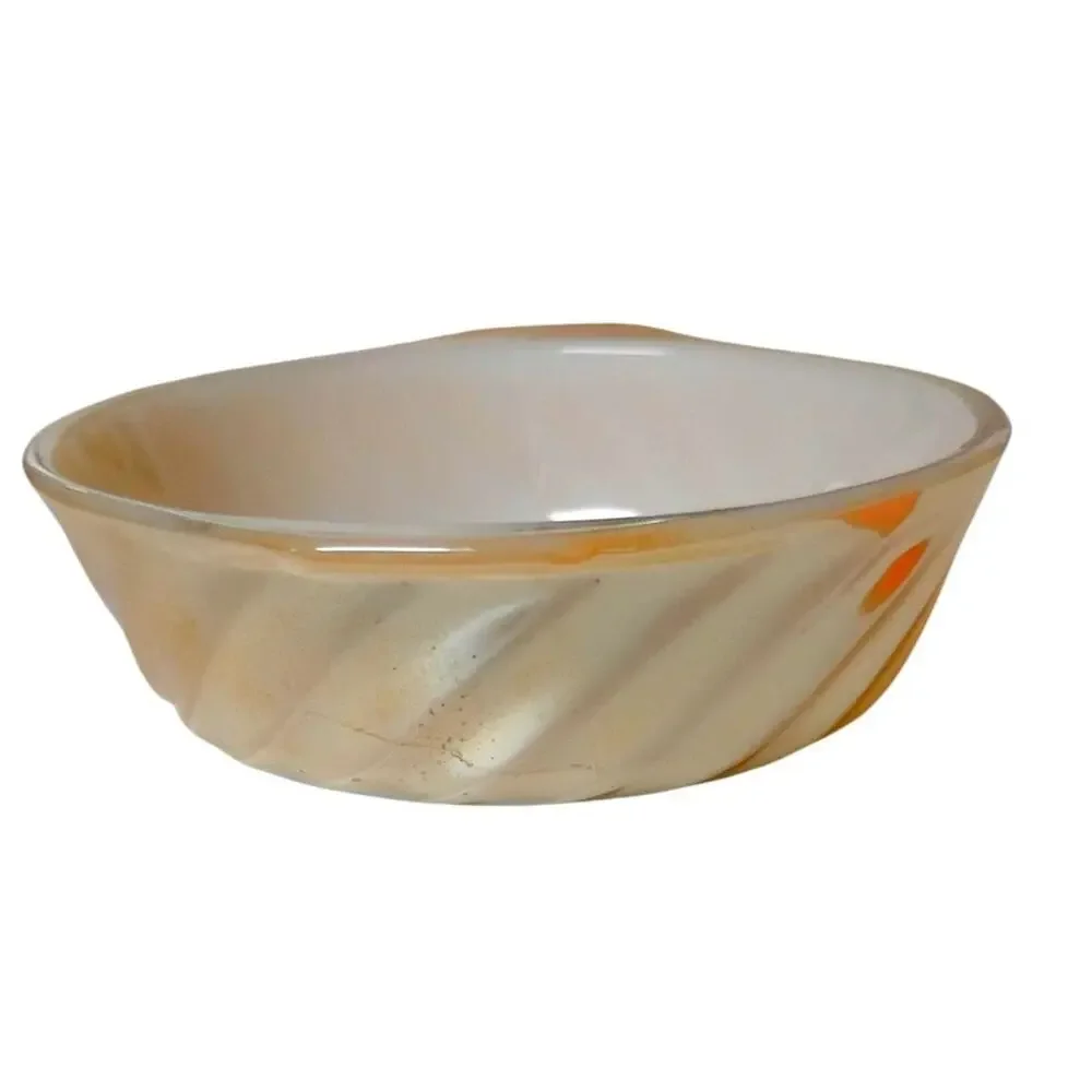 🍑👩🏻‍🍳🍽️Retro Anchor Hocking Mini Casserole Dish Milk Glass Peach Luster